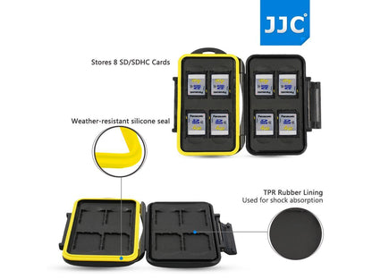 JJC Anti-shock Water-resistant SD Card Holder Camera Memory Card Case Storage Cover Protector For 8 PCS SecureDigital(SD)