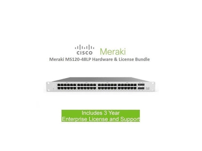 Cisco Meraki MS120-48LP 48 Port PoE Switch Includes 3 Year Enterprise License