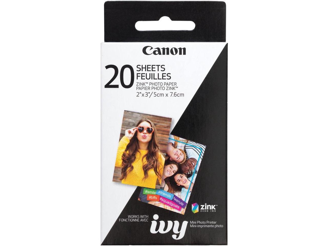 Canon ZINK Zero Ink (ZINK) ZINK Paper - 2" x 3" - 20 Sheet - White