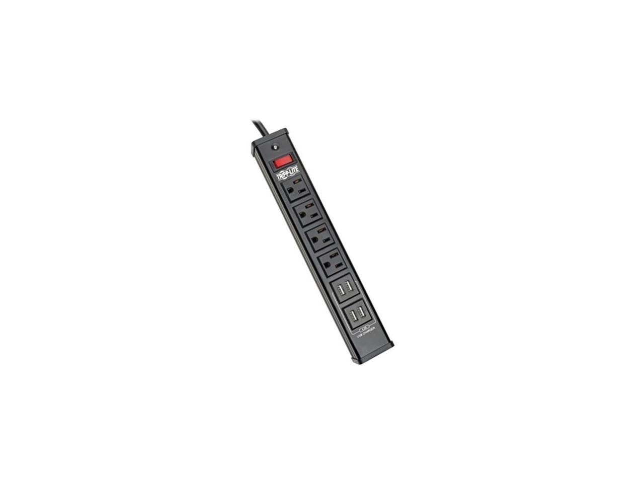 TRIPP LITE TLM446USBB 6.0 Feet 4 Outlets 450 Joules Surge Protector with Metal Housing