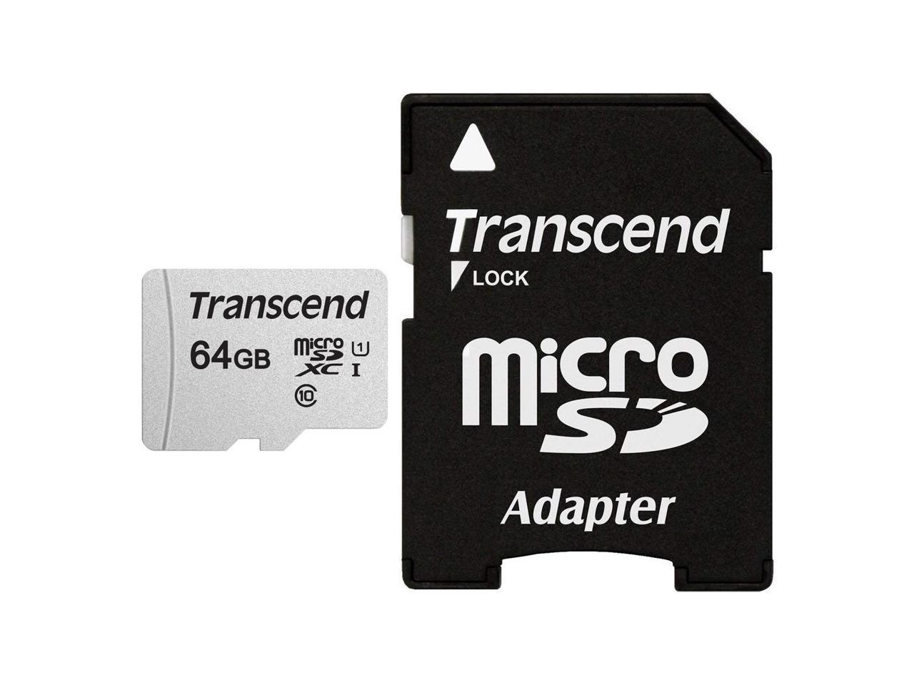 64GB Transcend 300S microSDXC UHS-I CL10 Memory Card with SD Adapter 95MB/sec