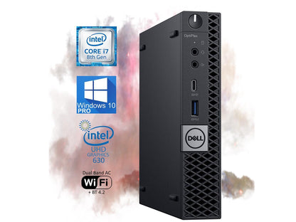 Dell OptiPlex 7070 Micro Desktop Computer - Core i7-8700 - 3.2GHz to 4.6GHz 16 GB RAM, 1TB M.2 NVME SSD, AC Wi-Fi, Bluetooth 5.0, DisplayPort, VGA, HDMI - Windows 10 Pro