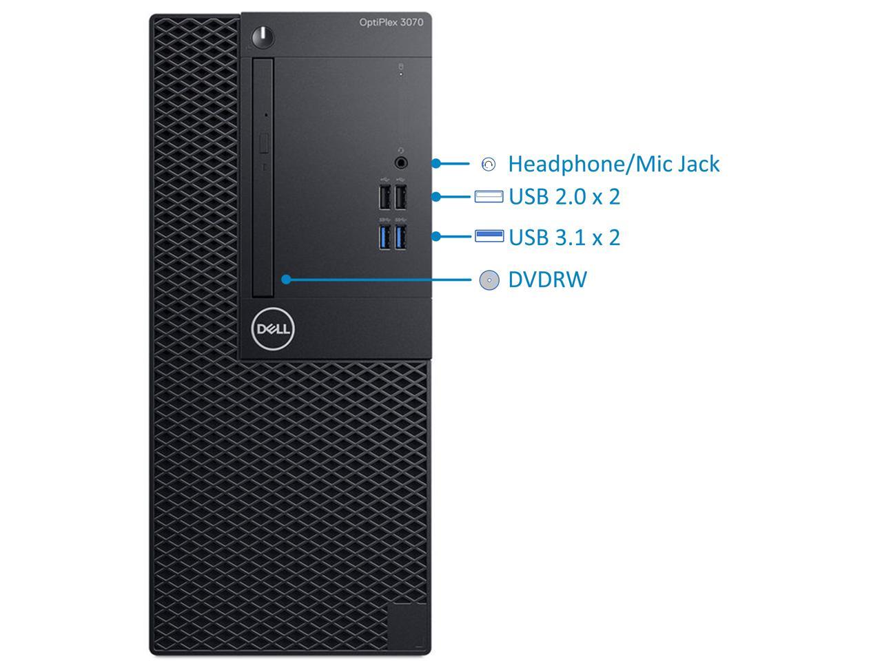 Dell Optiplex 3070 Mini-Tower Computer, Intel Core i7-9700 Upto 4.70GHz, 16GB RAM, 2TB M.2 NVMe SSD, Wi-Fi, Bluetooth, DisplayPort, HDMI, DVD-RW - Windows 10 Pro