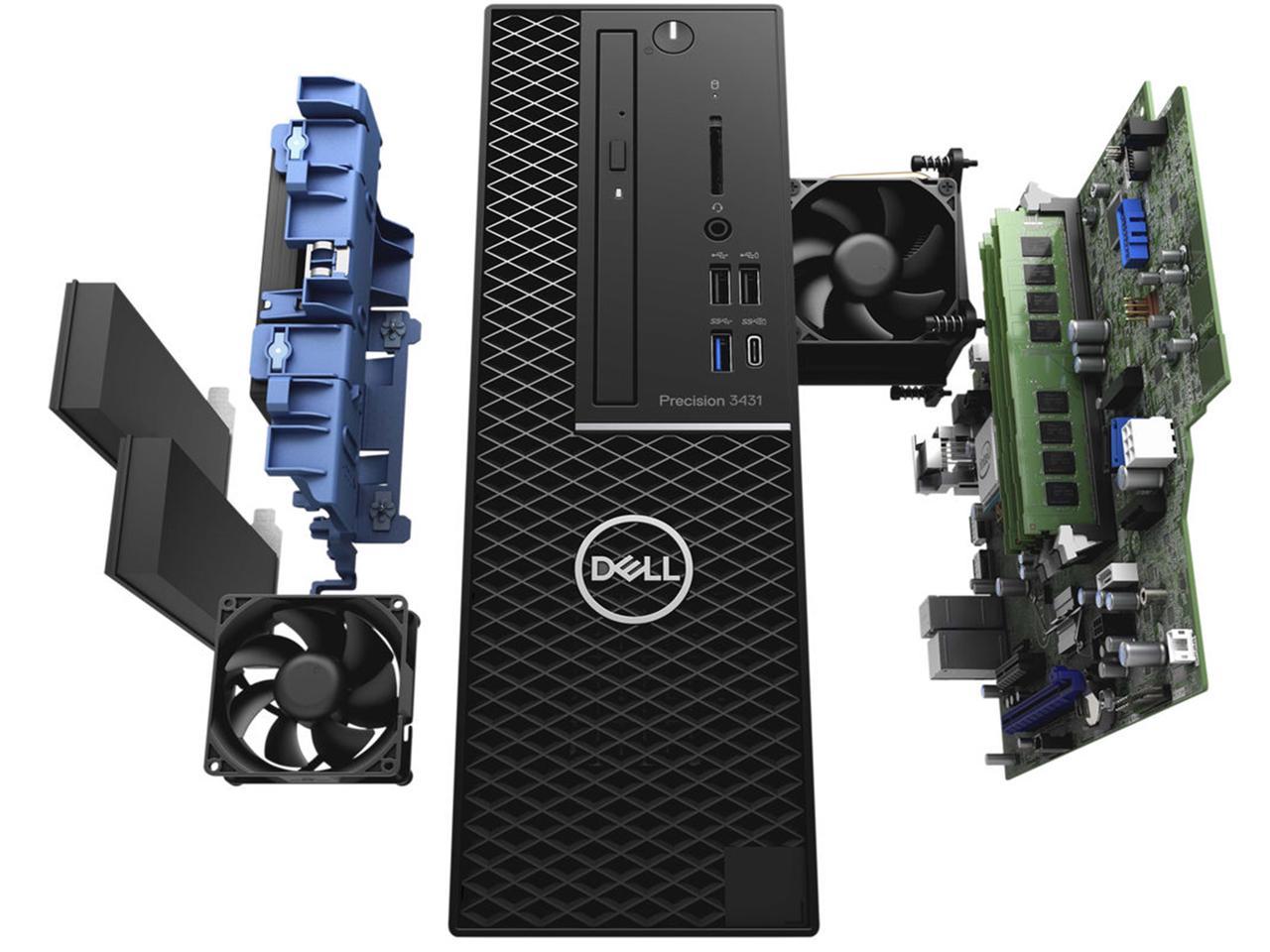 Dell Precision 3431 SFF Desktop Computer - Intel i3-9100 4.2GHz, UHD Graphics 630 4K, 32GB RAM, 512GB NVMe SSD, DVD-RW, DisplayPort, HDMI, USB Type-C, AC Wi-Fi, Bluetooth - Windows 10 Pro