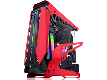 RAIJINTEK NYX PRO - Red, a Open Frame Alu. case (EE-B M/B), 4mm Tempered Glass, Flip Open Top Panel & Front Panel, max. 496mm VGA Card, max. 2.5"SSD×4, max. 12025 Fanx6, PCI Express Gen3.0 Riser Card