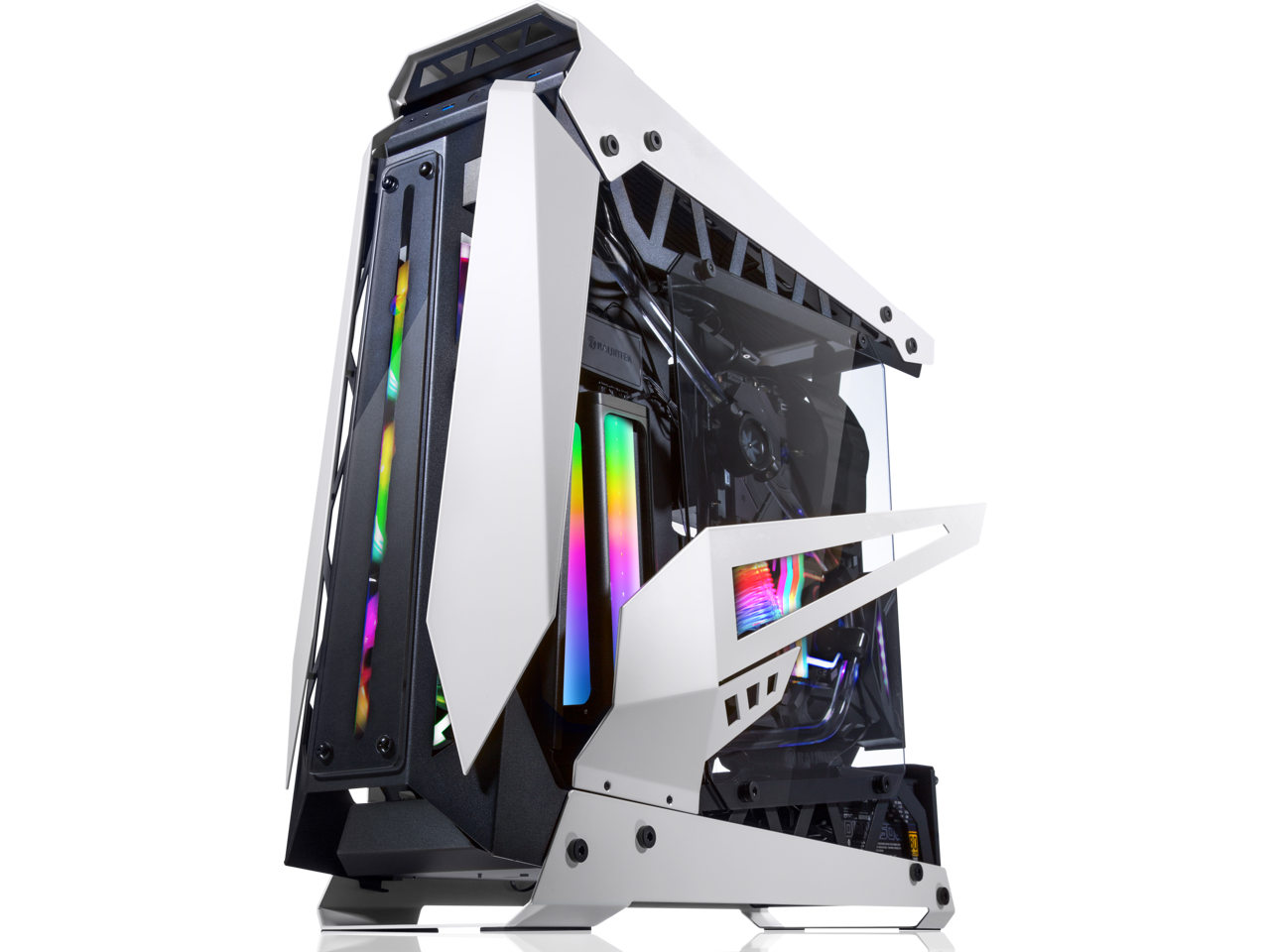 RAIJINTEK NYX PRO - White, a Open Frame Alu. Case (EE-B M/B), 4mm Tempered Glass, Flip Open Top Panel & Front Panel, max. 496mm VGA Card, max. 2.5"SSD×4, max. 12025 Fanx6, PCI Express Gen3 Riser Card