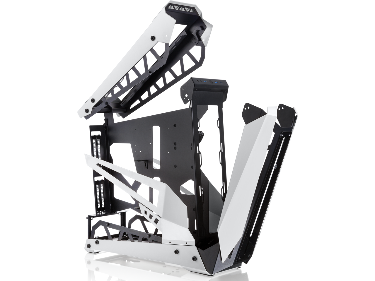 RAIJINTEK NYX PRO - White, a Open Frame Alu. Case (EE-B M/B), 4mm Tempered Glass, Flip Open Top Panel & Front Panel, max. 496mm VGA Card, max. 2.5"SSD×4, max. 12025 Fanx6, PCI Express Gen3 Riser Card