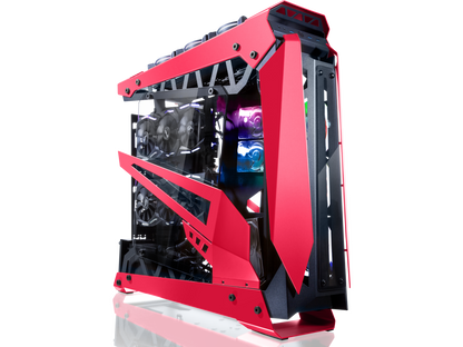RAIJINTEK NYX PRO - Red, a Open Frame Alu. case (EE-B M/B), 4mm Tempered Glass, Flip Open Top Panel & Front Panel, max. 496mm VGA Card, max. 2.5"SSD×4, max. 12025 Fanx6, PCI Express Gen3.0 Riser Card