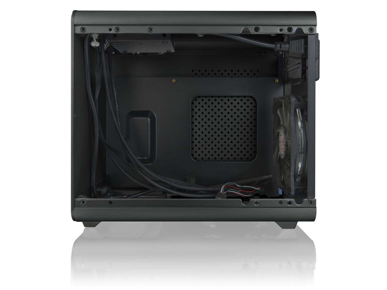 RAIJINTEK METIS PLUS BLACK, a Alu. M-ITX Case, is with one 12025 LED fan at rear, USB 3.0* 2, Ventilate holes at top, Compatible with Standard ATX PSU, 170mm VGA Card length, 160mm CPU Cooler heigth.