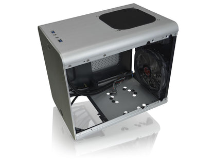 RAIJINTEK METIS PLUS SILVER, a Alu. M-ITX Case, is with one 12025 LED fan at rear, USB 3.0* 2, Ventilate holes at top, Compatible with Standard ATX PSU, 170mm VGA Card length, 160mm CPU Cooler height.