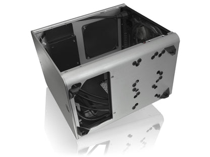 RAIJINTEK METIS PLUS SILVER, a Alu. M-ITX Case, is with one 12025 LED fan at rear, USB 3.0* 2, Ventilate holes at top, Compatible with Standard ATX PSU, 170mm VGA Card length, 160mm CPU Cooler height.