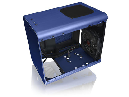 RAIJINTEK METIS PLUS BLUE, a Alu. M-ITX Case, is with one 12025 LED fan at rear, USB 3.0* 2, Ventilate holes at top, Compatible with Standard ATX PSU, 170mm VGA Card length, 160mm CPU Cooler height.