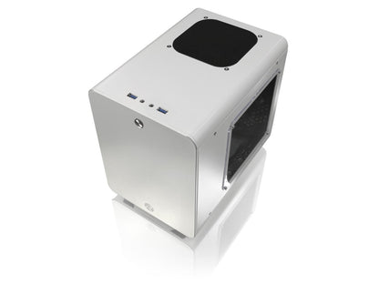 RAIJINTEK METIS PLUS WHITE, a Alu. M-ITX Case, is with one 12025 LED fan at rear, USB 3.0* 2, Ventilate holes at top, Compatible with Standard ATX PSU, 170mm VGA Card length, 160mm CPU Cooler height.