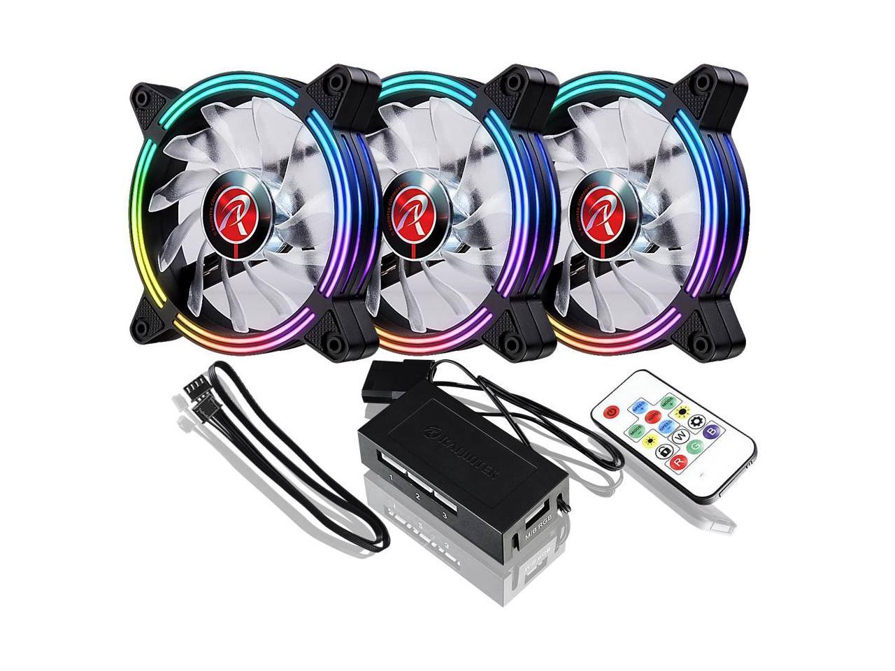 SKLERA 12 RBW ADD -3 pack, Addressable RGB, 12025 PWM fan, with 8port control hub, Remote controller & Connecting MB cable, compatible with ASUS/MSI 5V ADD header, brings visible color and brightness
