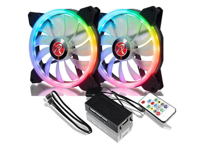 IRIS 14 RBW ADD -2 pack, 14025 Addressable RGB PWM fan, with 8 port Addressable LED hub, Remote controller & Connecting M/B cable, compatible with ASUS/MSI 5V ADD header