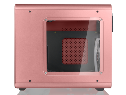 RAIJINTEK METIS PLUS PINK, a Alu. M-ITX Case, is with one 12025 LED fan at rear, USB 3.0* 2, Ventilate holes at top, Compatible with Standard ATX PSU, 170mm VGA Card length, 160mm CPU Cooler heigth.