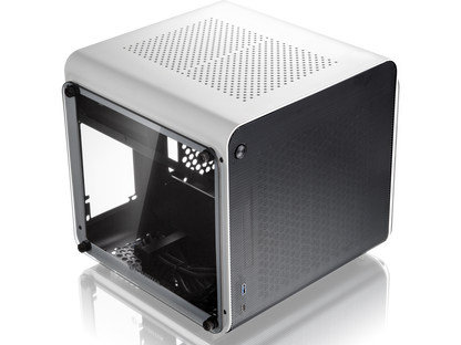 METIS EVO WHITE TGS, an Alu. ITX case with tempered glass, is designed to fulfill the smallest case built with ultra high air flow to solve all thermal issue of SFF chassis, 200mm fan option at front.