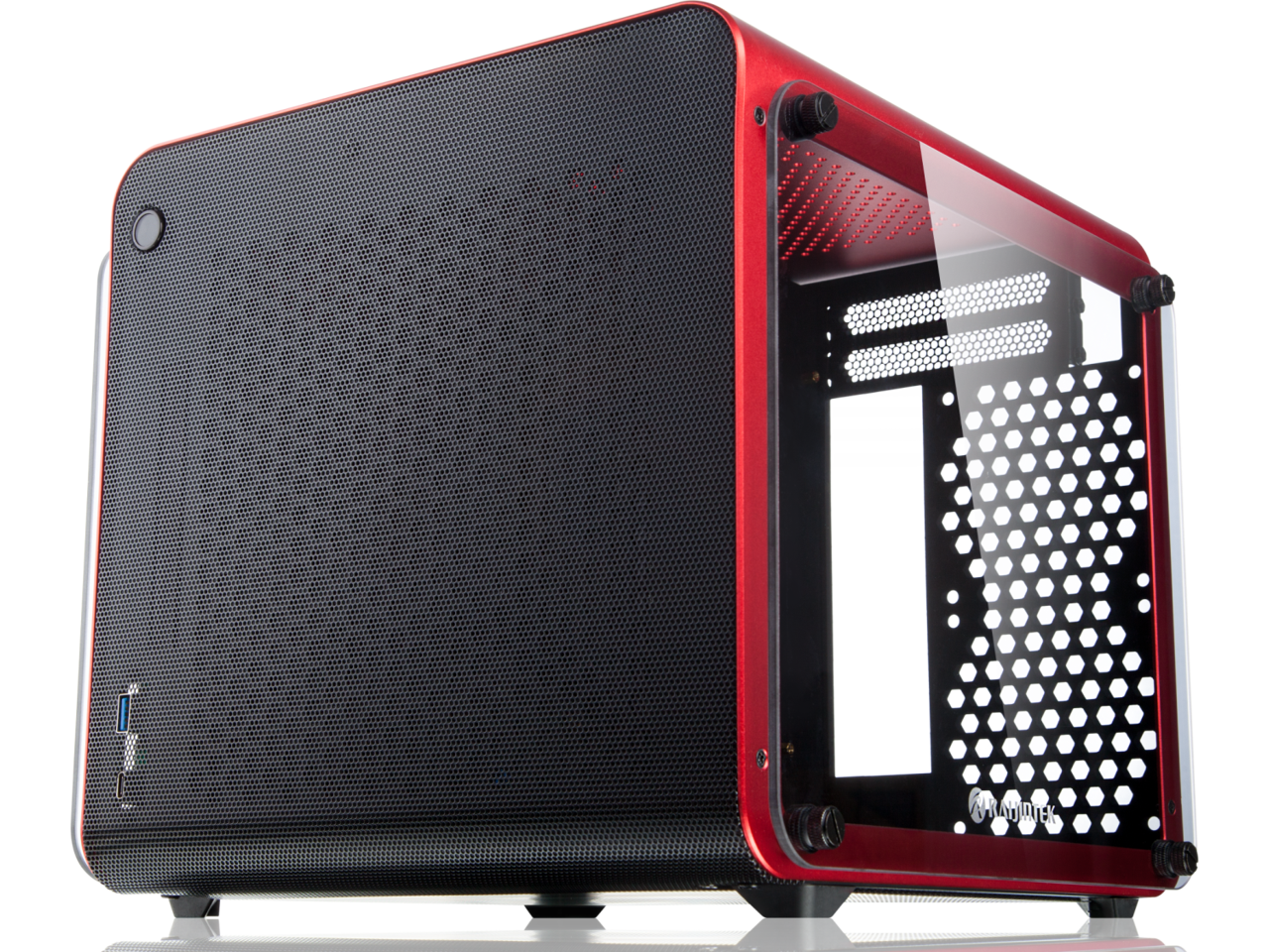 METIS EVO RED TGS, an Alu. ITX case with tempered glass, is designed to fulfill the smallest case built with ultra high air flow to solve all thermal issue of SFF chassis, 200mm fan option at front.