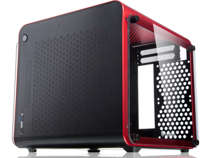 METIS EVO RED TGS, an Alu. ITX case with tempered glass, is designed to fulfill the smallest case built with ultra high air flow to solve all thermal issue of SFF chassis, 200mm fan option at front.