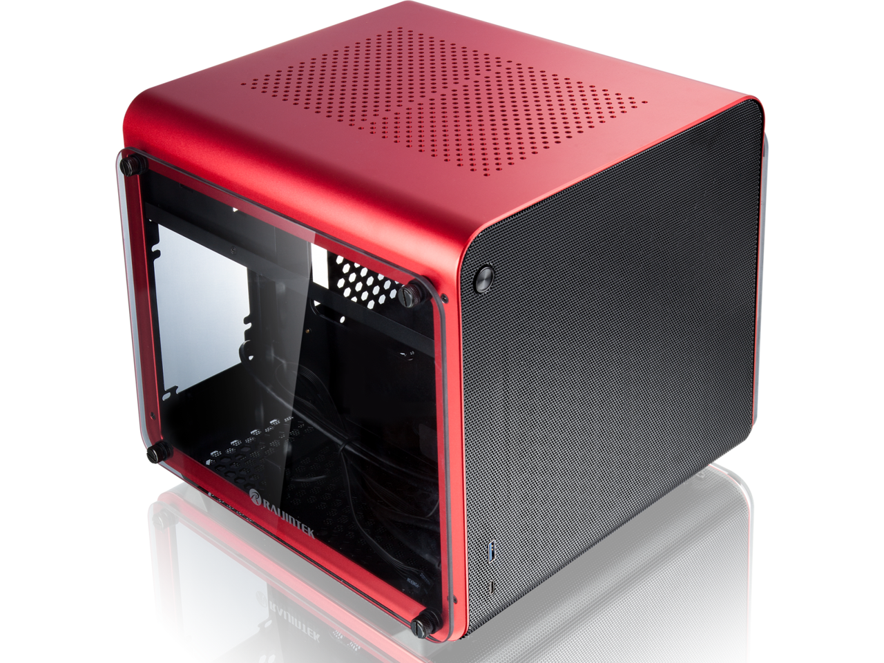 METIS EVO RED TGS, an Alu. ITX case with tempered glass, is designed to fulfill the smallest case built with ultra high air flow to solve all thermal issue of SFF chassis, 200mm fan option at front.