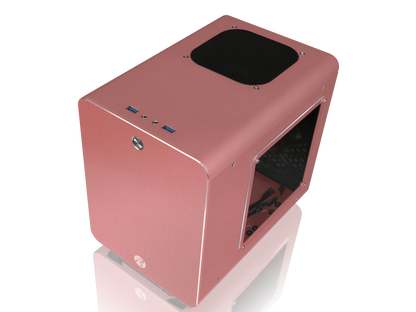 RAIJINTEK METIS PLUS PINK, a Alu. M-ITX Case, is with one 12025 LED fan at rear, USB 3.0* 2, Ventilate holes at top, Compatible with Standard ATX PSU, 170mm VGA Card length, 160mm CPU Cooler heigth.