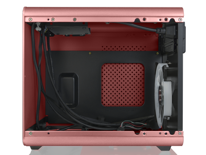 RAIJINTEK METIS PLUS PINK, a Alu. M-ITX Case, is with one 12025 LED fan at rear, USB 3.0* 2, Ventilate holes at top, Compatible with Standard ATX PSU, 170mm VGA Card length, 160mm CPU Cooler heigth.