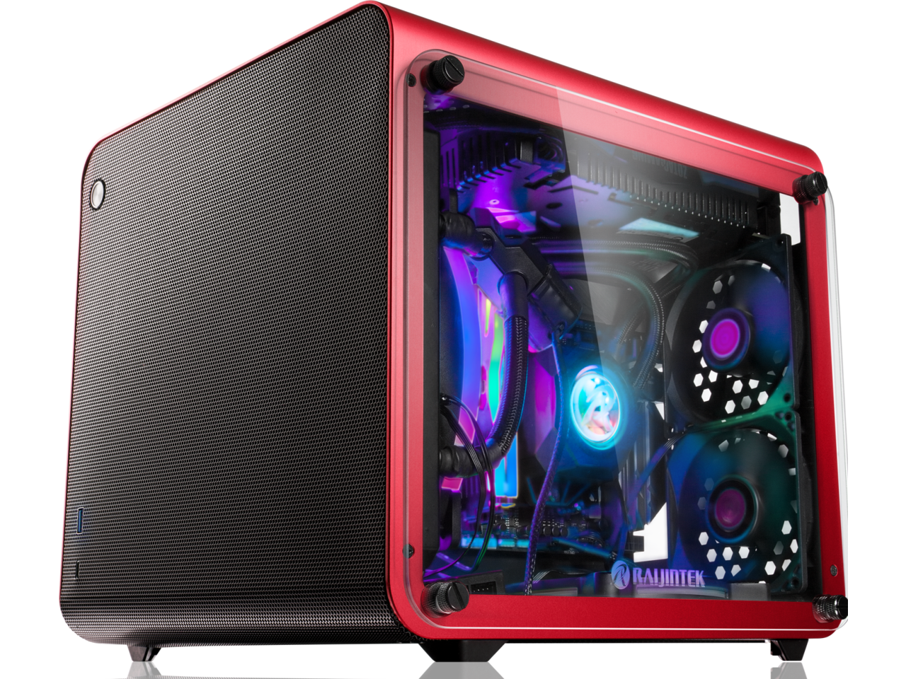 METIS EVO RED ALS, an Alu. ITX case with solid panel, is designed to fulfill the smallest case built with ultra high air flow to solve all thermal issue of SFF chassis, 200mm fan option at front.