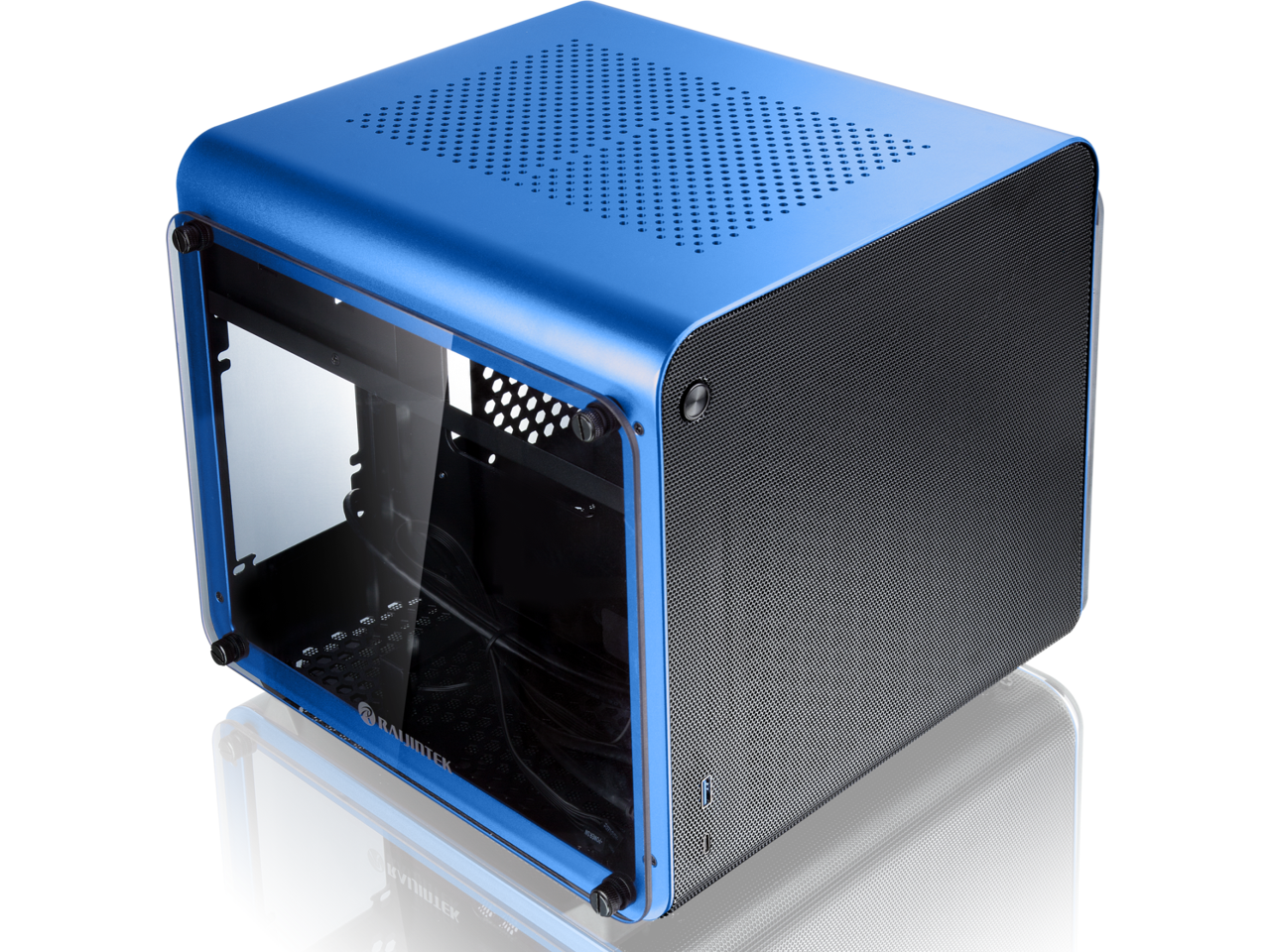 METIS EVO BLUE TGS, an Alu. ITX case with tempered glass, is designed to fulfill the smallest case built with ultra high air flow to solve all thermal issue of SFF chassis, 200mm fan option at front.