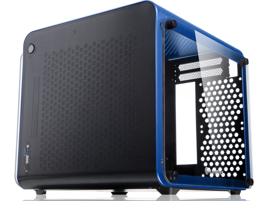 METIS EVO BLUE TGS, an Alu. ITX case with tempered glass, is designed to fulfill the smallest case built with ultra high air flow to solve all thermal issue of SFF chassis, 200mm fan option at front.