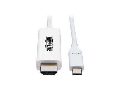 Tripp Lite U444-006-H4K6WE USB-C to HDMI Adapter, M/M, White, 6 ft. - 5.91 ft HDMI/Thunderbolt 3 A/V Cable for Smartphone, Projector, Chromebook, Notebook, Monitor, Tablet, Audio/Video Device, MacBook