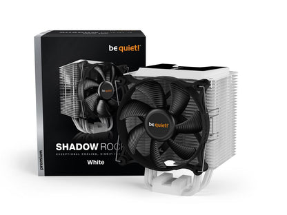 be quiet! Shadow Rock 3 White, CPU cooler, 190W TDP, decoupled silent Shadow Wings 2 120mm PWM high-speed fan, asymmetrical construction avoids blocking memory slots