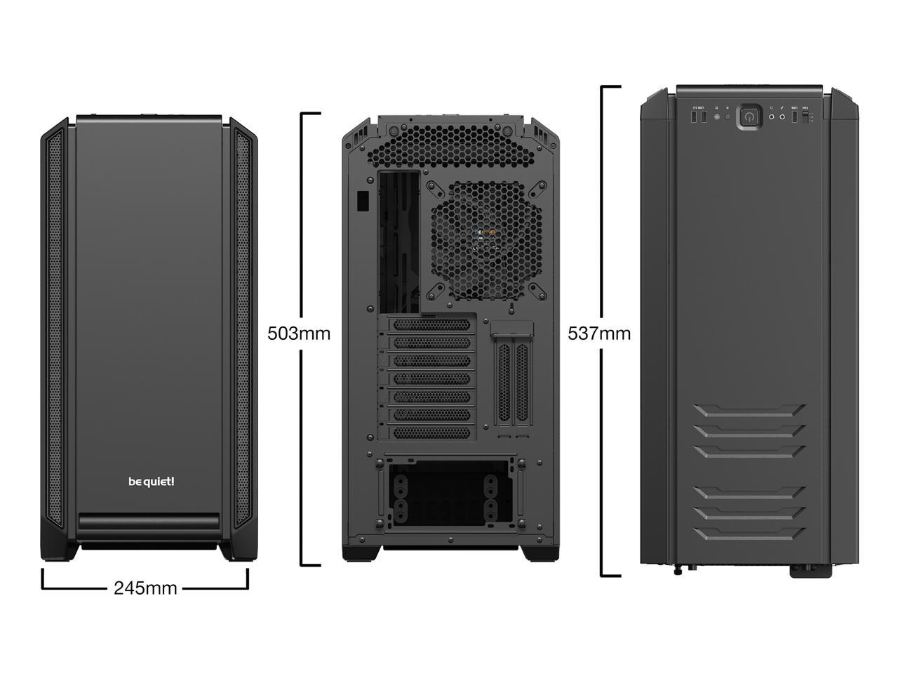be quiet! Silent Base 601- Midi Tower- Black Excellent silence and usability delivers the perfect combination of maximum silence and an excellent usability for remarkably quiet configurations.