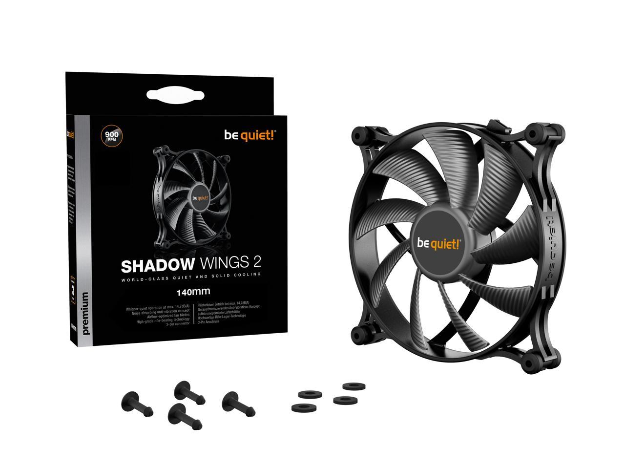 be quiet! Shadow Wings 2 140mm, airflow-optimized fan blades, whisper-quiet operation and reliable cooling.