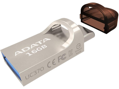 ADATA UC370 16 GB USB3.1 USB-C and USB-A On-The-GO Flash Drive (AUC370-16G-RGD)