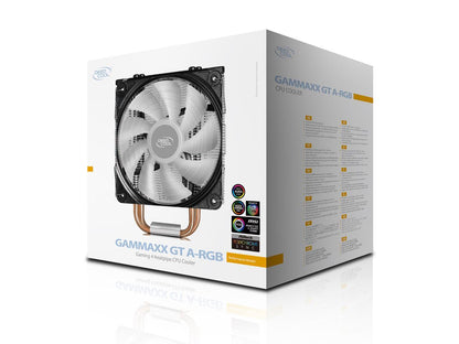 DEEPCOOL GAMMAXX GT A-RGB CPU Cooler w/ RGB Controller - 4 shaped Heatpipes, 120mm Addressable RGB PWM Fan