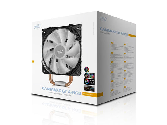 DEEPCOOL GAMMAXX GT A-RGB CPU Cooler w/ RGB Controller - 4 shaped Heatpipes, 120mm Addressable RGB PWM Fan