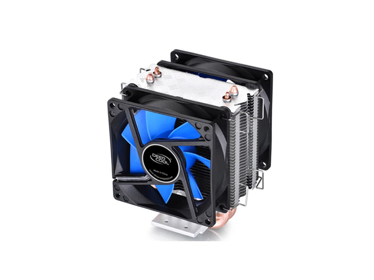 Deep Cool Frozen-Ice Mini CPU Cooler 80mm Dual Cooling Fan with Heatpipes Heatsink - Intel Socket LGA1150/LGA775, AMD FM2/FM1/AM3+/AM3/AM2+/AM2