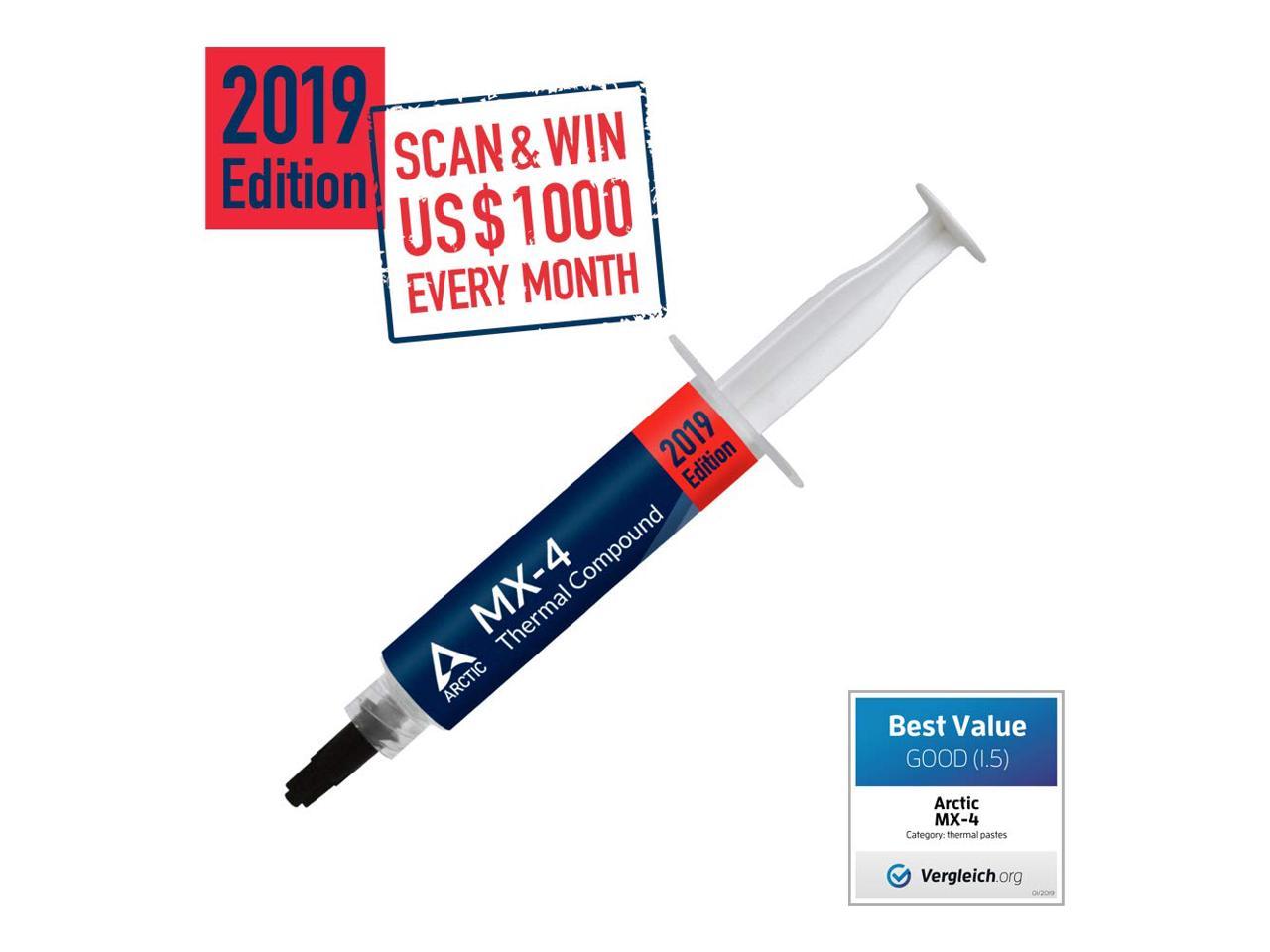 ARCTIC MX-4 2019 Edition - Thermal Compound Paste - Carbon Based High Performance - Heatsink Paste - Thermal Compound CPU for All Coolers, Thermal Interface Material - High Durability - 8 Grams