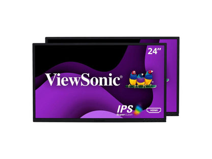 ViewSonic VG2448A-2_H2 24 Inch Dual Pack Head-Only 1080p IPS Monitor with Ultra-Thin Bezels, HDMI, DisplayPort, USB, and VGA for Home and Office