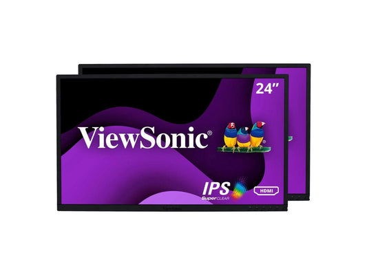 ViewSonic VG2448A-2_H2 24 Inch Dual Pack Head-Only 1080p IPS Monitor with Ultra-Thin Bezels, HDMI, DisplayPort, USB, and VGA for Home and Office