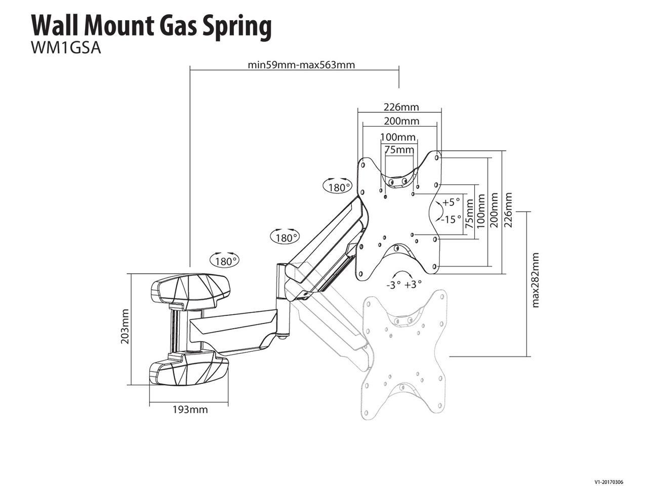 WALL MOUNT GAS SPRING