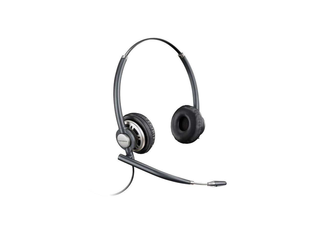 Plantronics HW720 Binaural Headset - Stereo - Wired - Over-the-head - Binaural - Circumaural - Noise Cancelling Microphone - Black