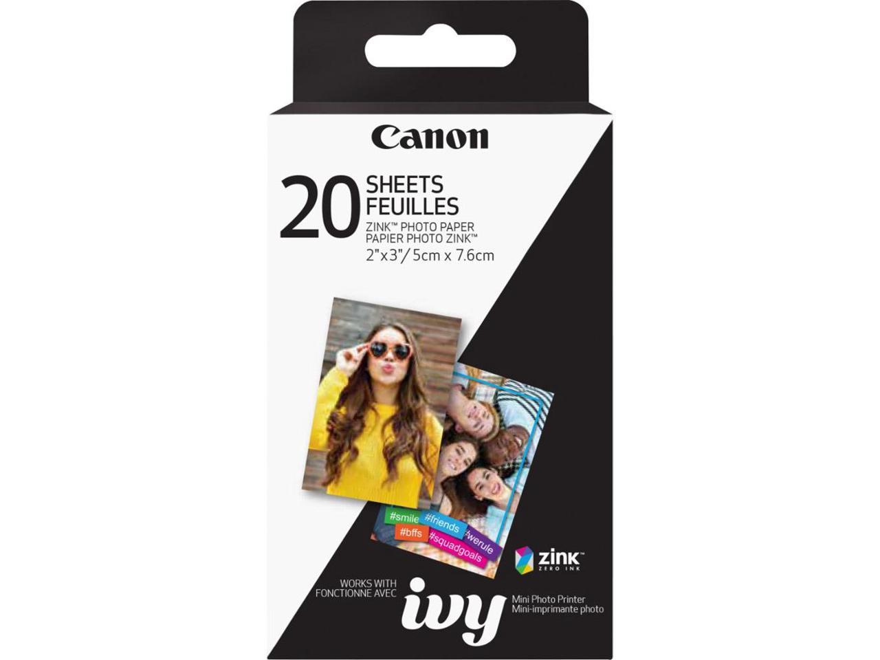 Canon ZINK Zero Ink (ZINK) ZINK Paper - 2" x 3" - 20 Sheet - White
