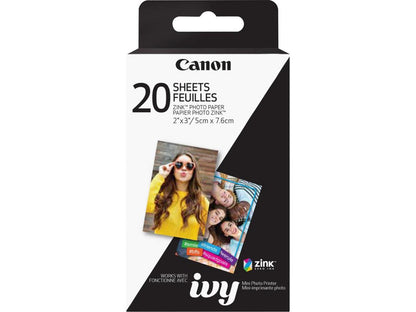 Canon ZINK Zero Ink (ZINK) ZINK Paper - 2" x 3" - 20 Sheet - White