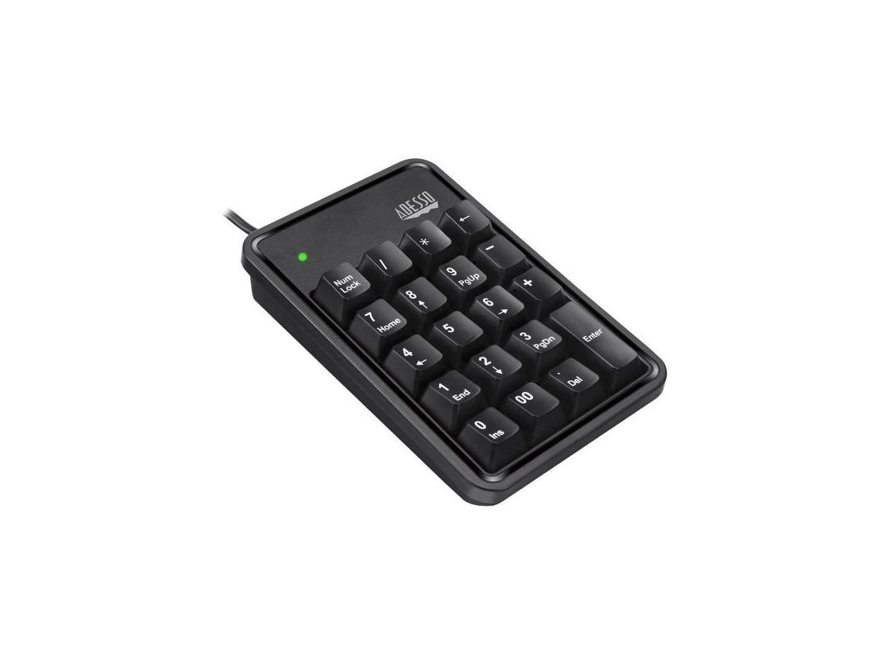 Adesso 19-Key Usb Numeric Keypad ,Built-In 3-Port Usb Hubs , Durable Mechnical