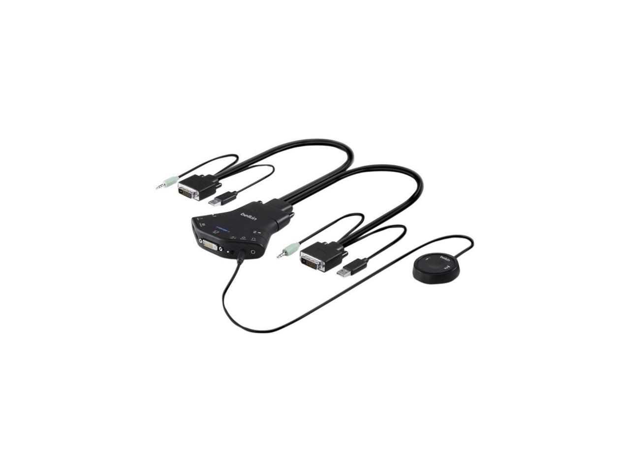 Belkin Secure 2-port Flip DVI-D KVM with Audio, PP 3.0