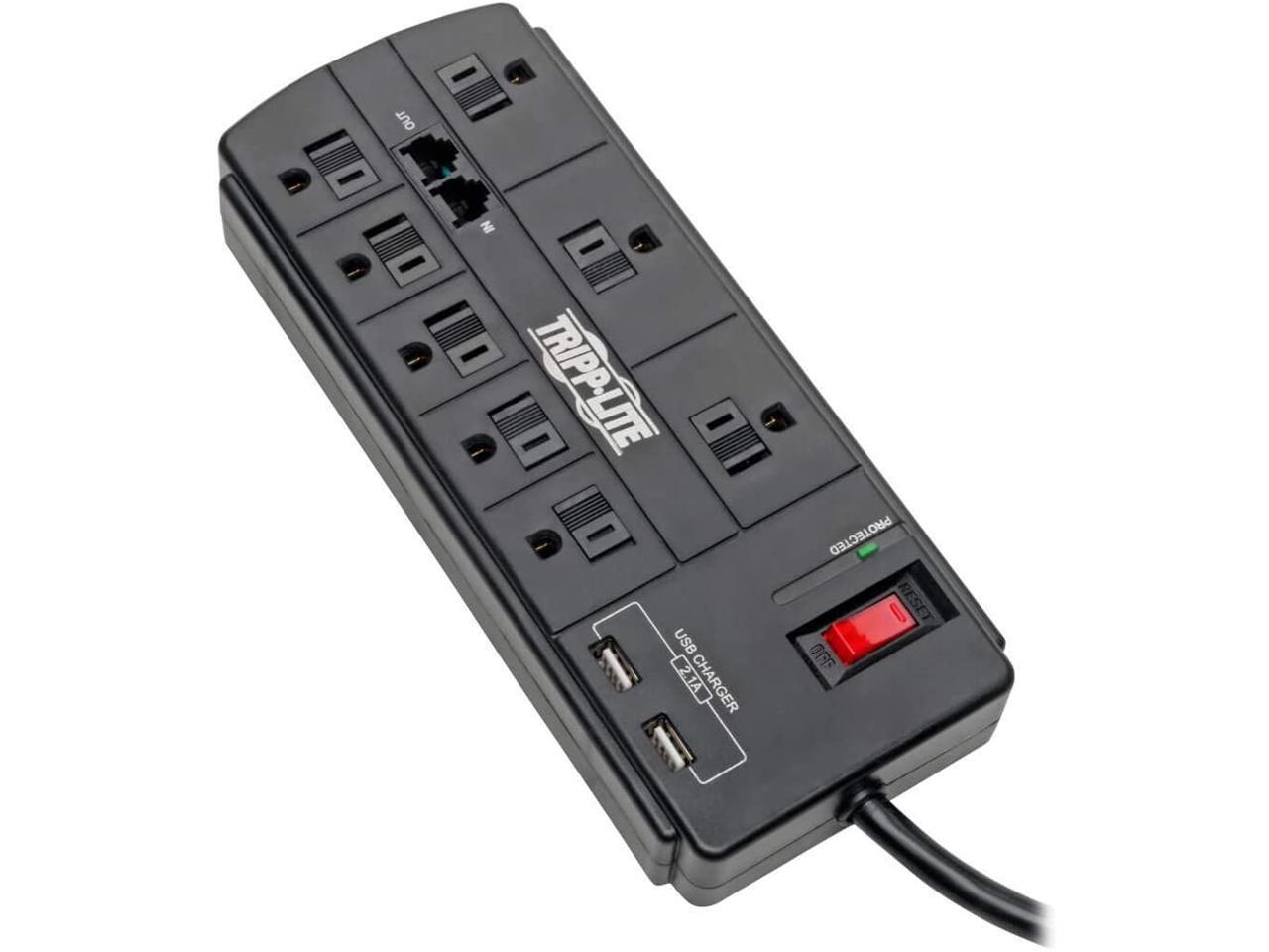 TRIPP LITE TLP88TUSBB 8.0 Feet 8 Outlets 1200 Joules Surge Protector