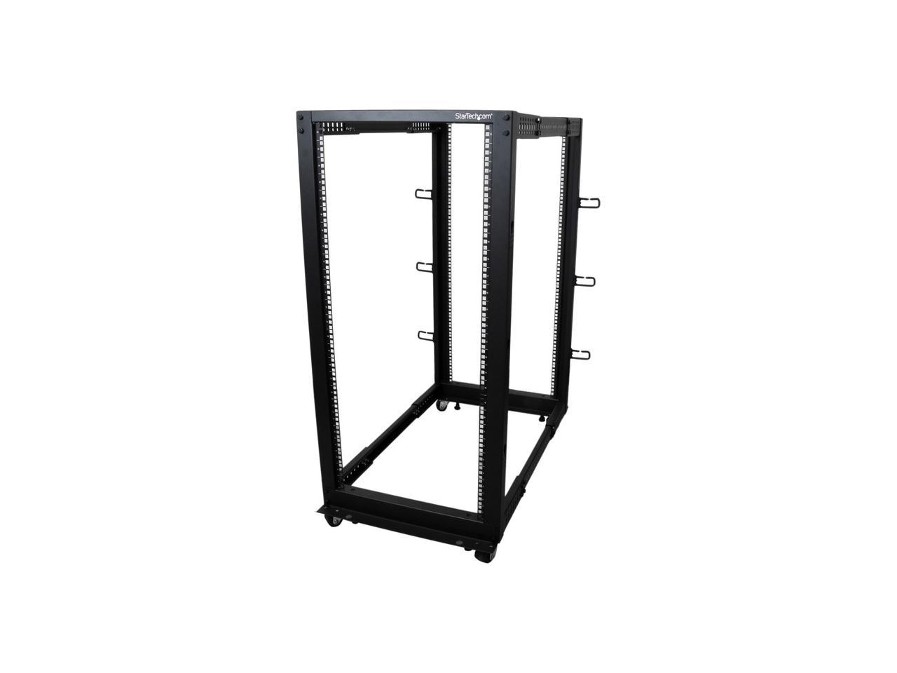 StarTech.com 4POSTRACK25U 25U Adjustable Depth Open Frame 4 Post Server Rack Cabinet - w/ Casters / Levelers and Cable Management Hooks