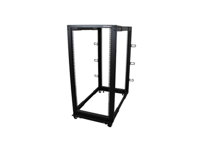 StarTech.com 4POSTRACK25U 25U Adjustable Depth Open Frame 4 Post Server Rack Cabinet - w/ Casters / Levelers and Cable Management Hooks
