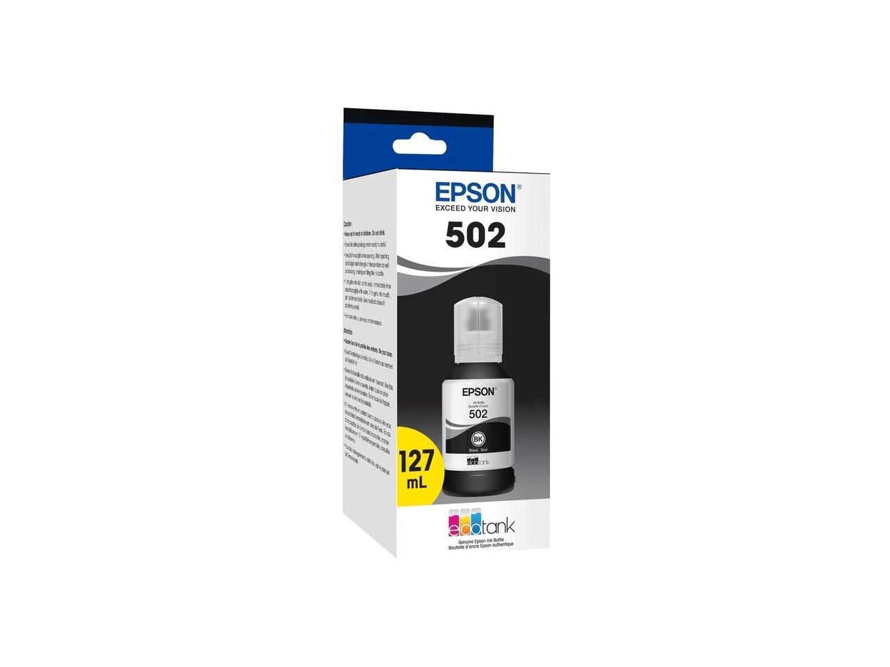 Epson T502 Black T502 EcoTank Black Auto-Stop Ink Bottle (et-2700 et-2750 et-3700 et-3750 et-4750) Ink
